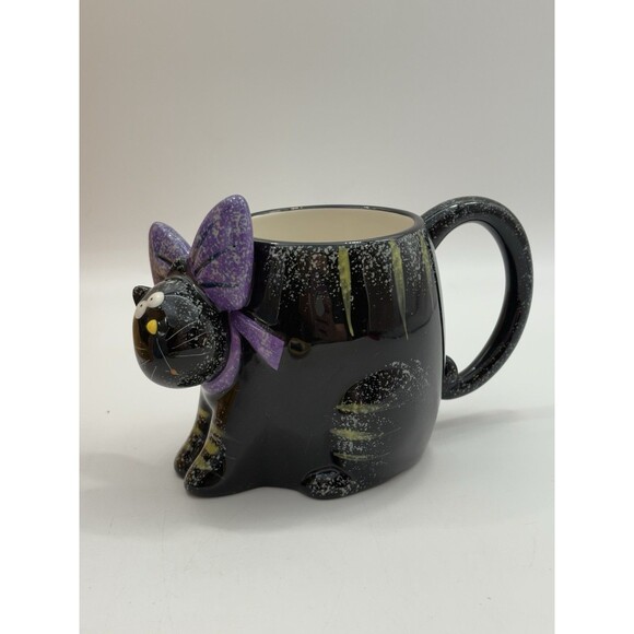 Halloween Matching Black Cat Cup & Dessert Plate Set New Open Box - Picture 3 of 10